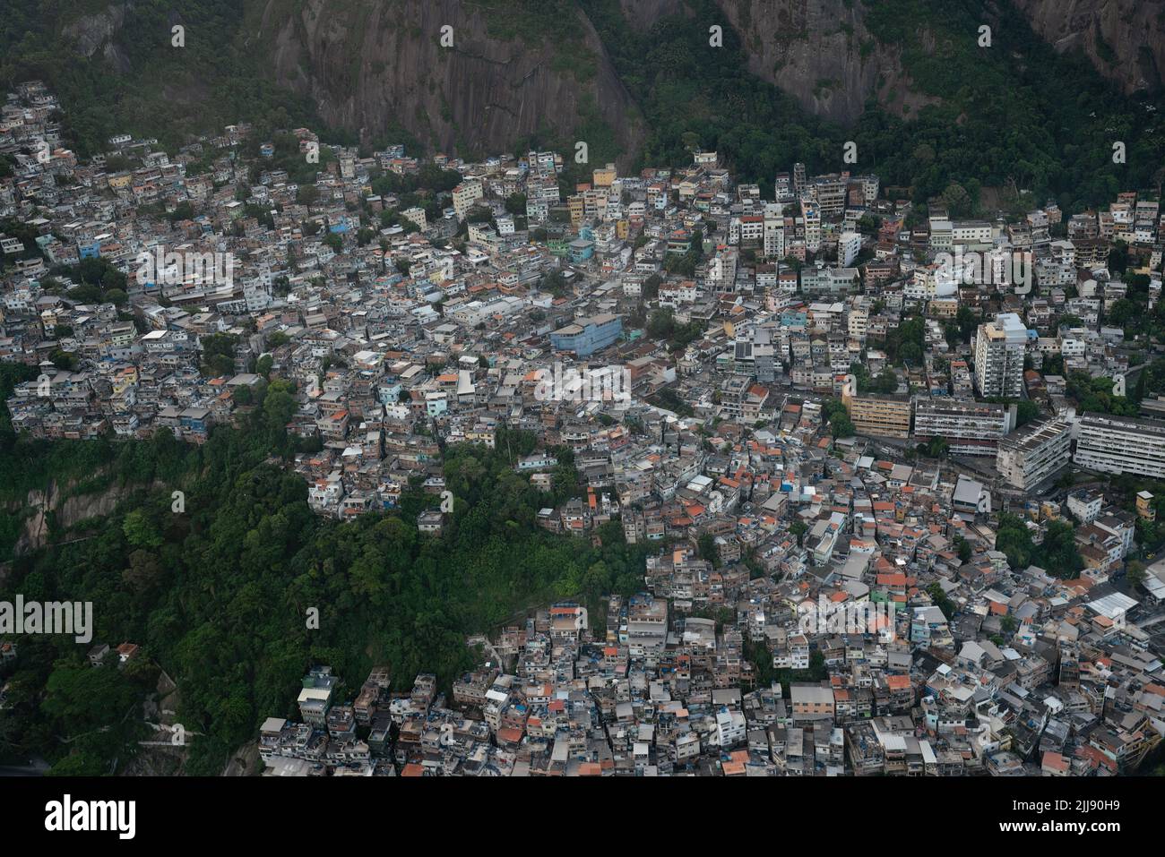 Aerial view of Vidigal Favela at Dois Irmaos Mountain (Morro Dois Irmaos) - Rio de Janeiro, Brazil Stock Photo