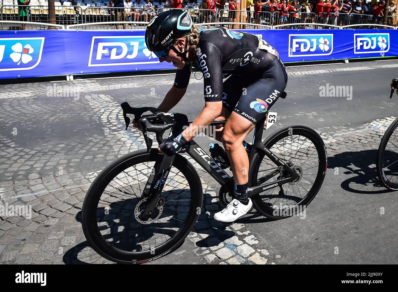 Franziska KOCH (Germany) of Team DSM during the Tour de France Femmes avec  Zwift, cycling race stage 1, Paris Tour Eiffel - Champs-Elysees (81,7 Km)  on July 24, 2022 in Paris, France -