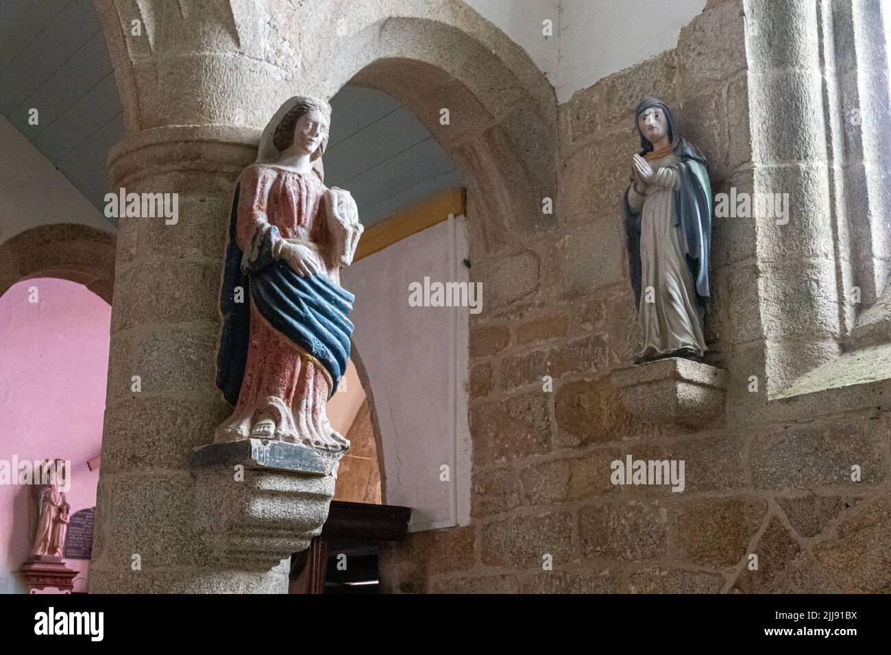 Ploumilliau (Plouilio), France. Statue of the Virgin Mary inside the