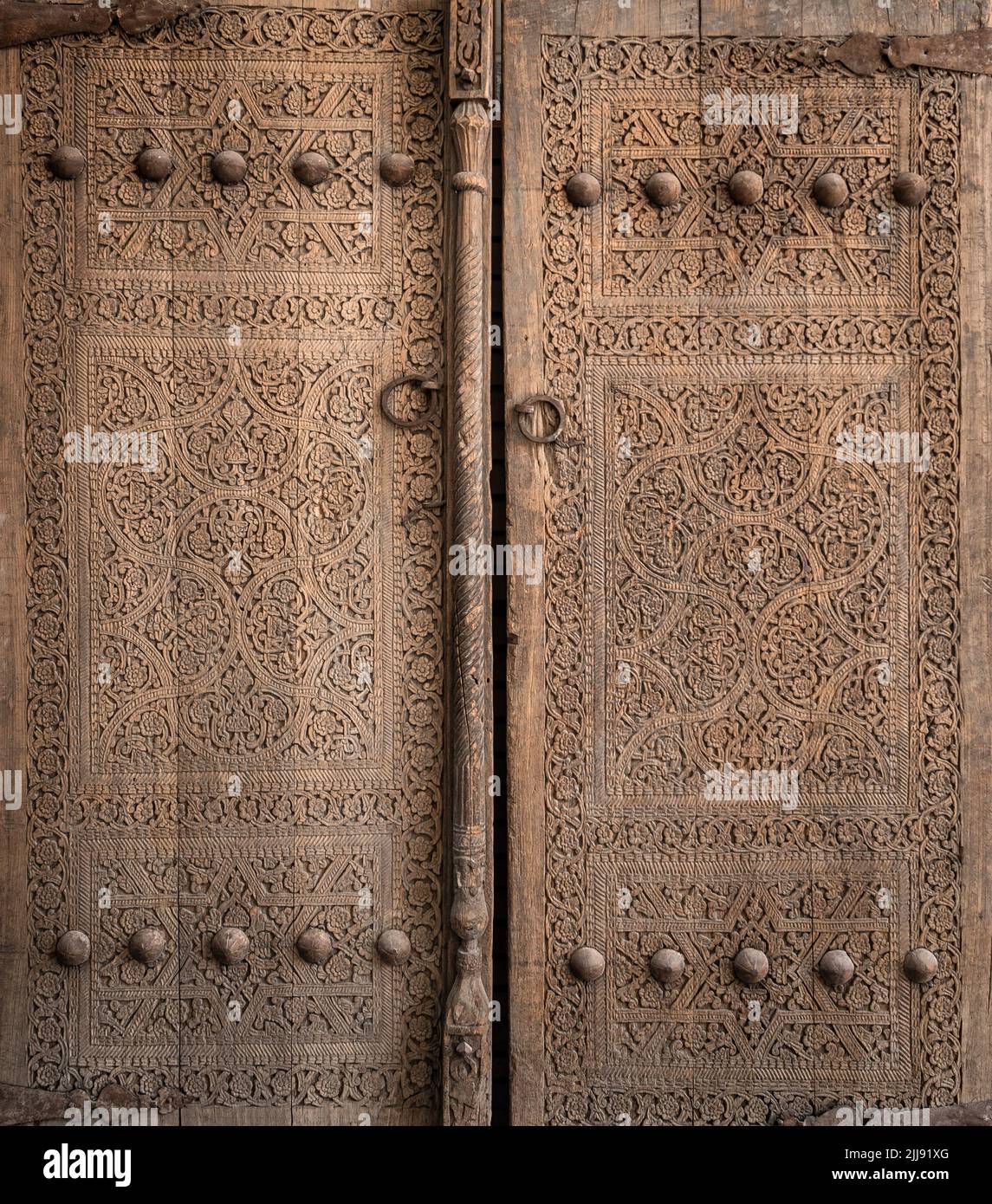 Close-up image of ancient doors with oriental ornaments Stock Photo