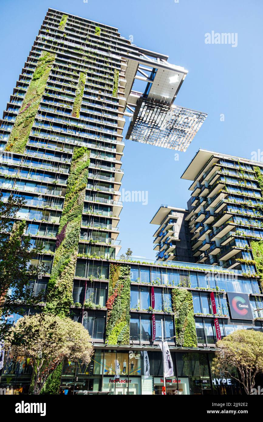 Sydney Australia,Chippendale,One Central Park,condominiums residential apartments flats,building vertical gardens,cantilever design landmark Stock Photo
