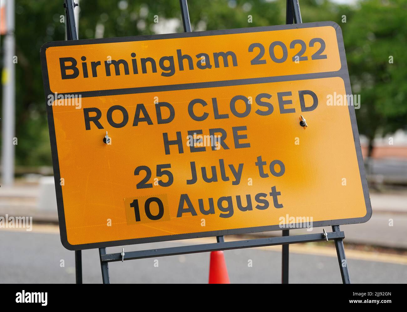 A view of road closure signs ahead of the Commonwealth Games in