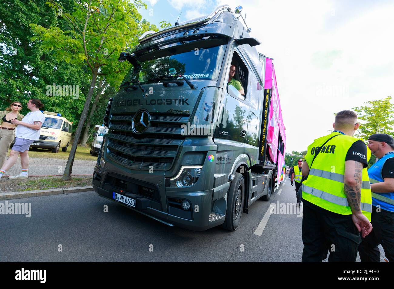 Berlin, Berlin/Germany - 23.07.2022: Cristopher Street Day Parade. CSD is an annual European LGBTQ celebration and demonstration Stock Photo