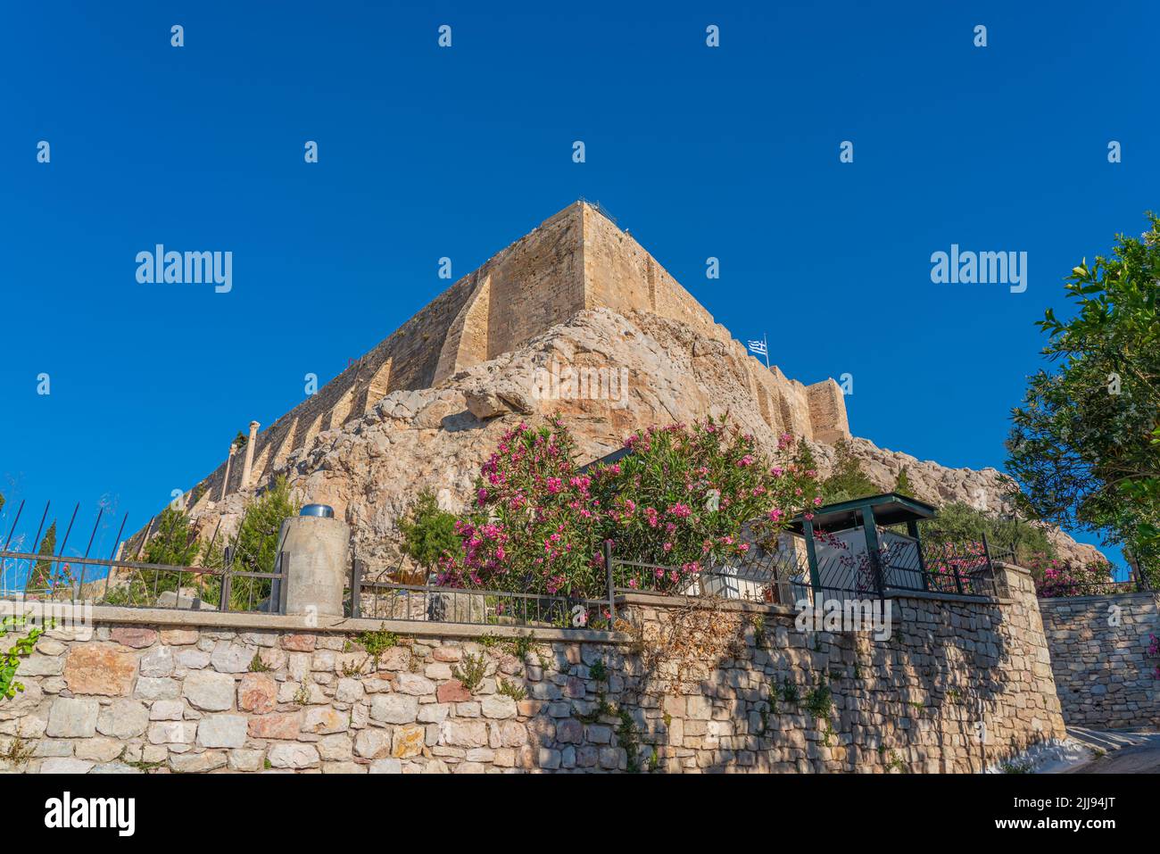 Famous Athens landmark Acropolis from the south side of the fortress, Greece Stock Photo