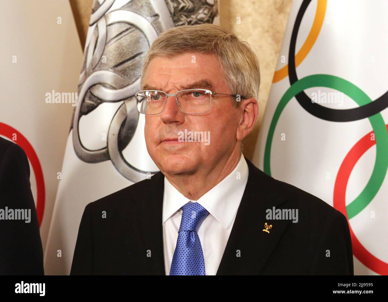 Cracow. Krakow. Poland.  Thomas Bach, president of International Olympic Committee. Stock Photo