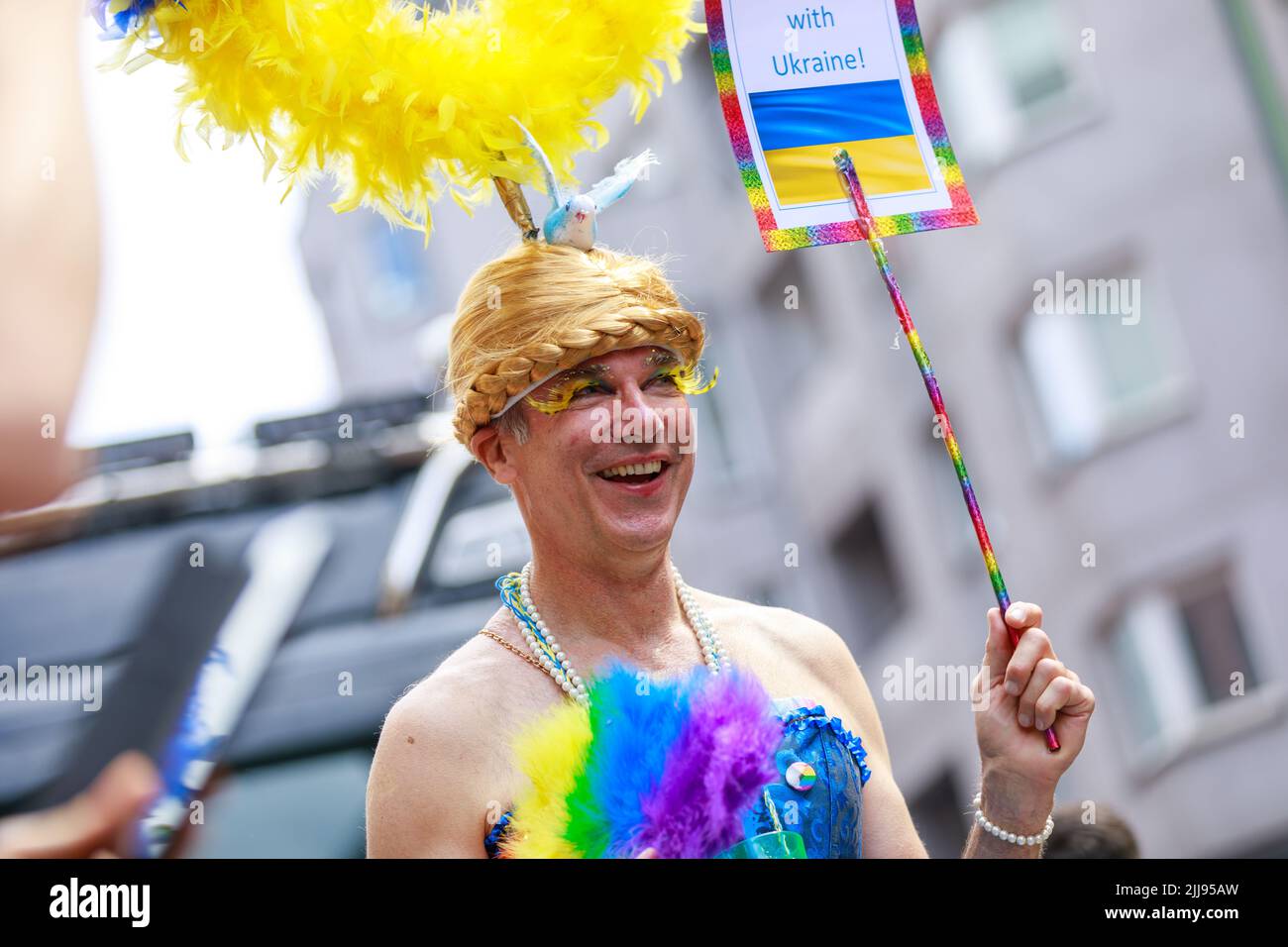 Berlin, Berlin/Germany - 23.07.2022: Cristopher Street Day Parade. CSD is an annual European LGBTQ celebration and demonstration Stock Photo