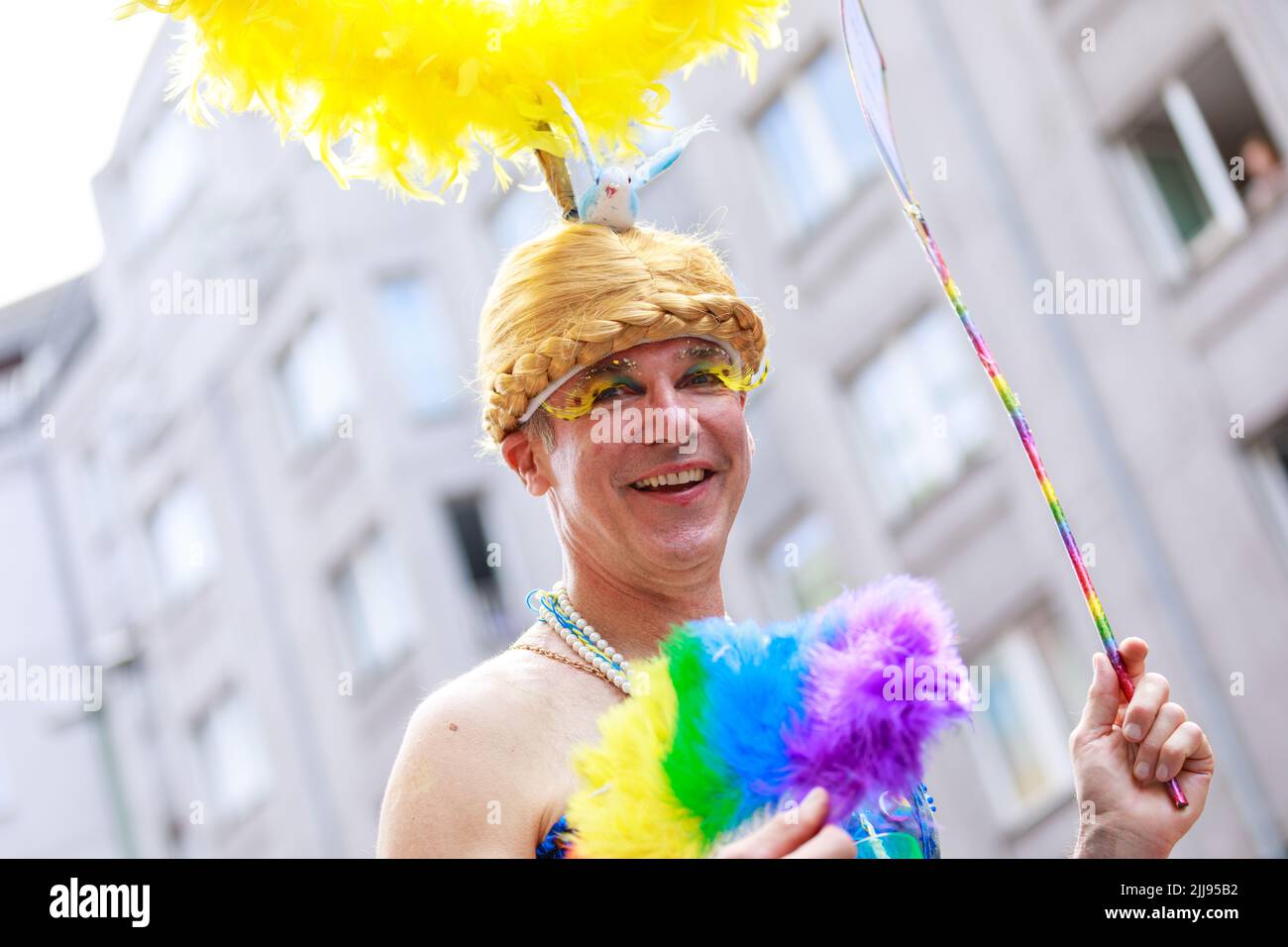 Berlin, Berlin/Germany - 23.07.2022: Cristopher Street Day Parade. CSD is an annual European LGBTQ celebration and demonstration Stock Photo