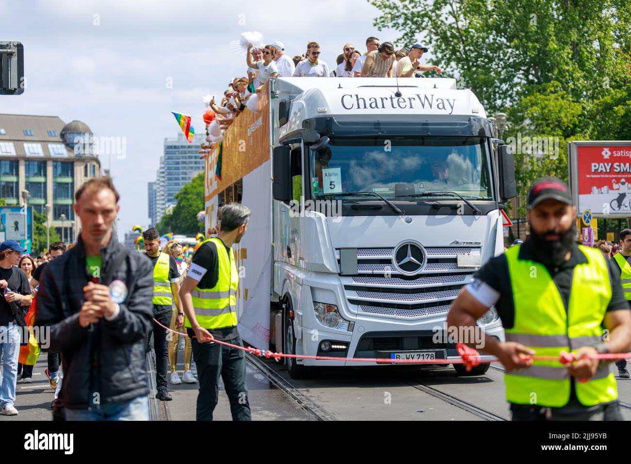 Berlin, Berlin/Germany - 23.07.2022: Cristopher Street Day Parade. CSD is an annual European LGBTQ celebration and demonstration Stock Photo
