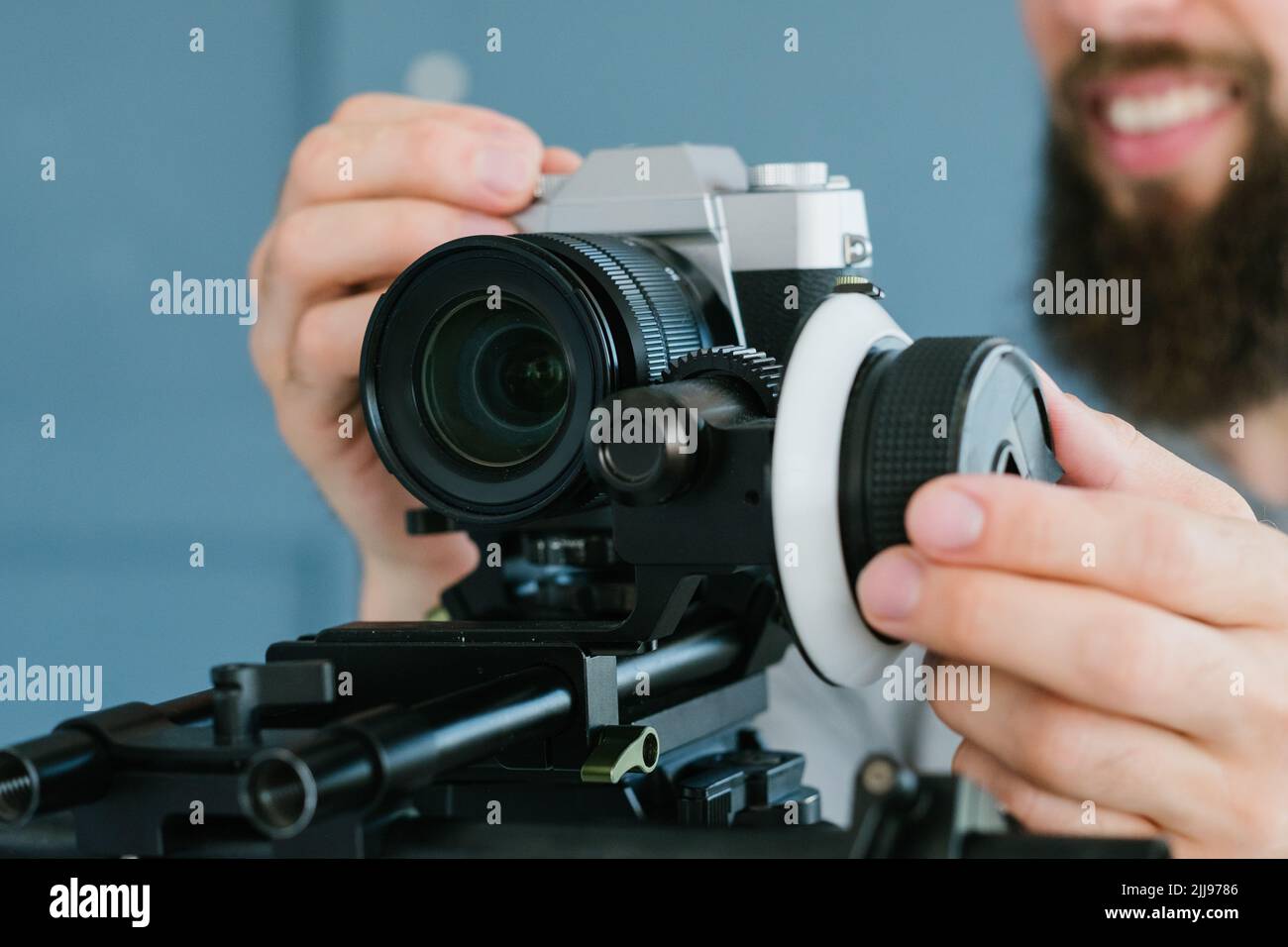 cameraman lifestyle man shoot video equipment Stock Photo