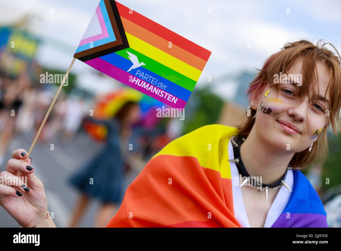 Berlin, Berlin/Germany - 23.07.2022: Cristopher Street Day Parade. CSD is an annual European LGBTQ celebration and demonstration Stock Photo