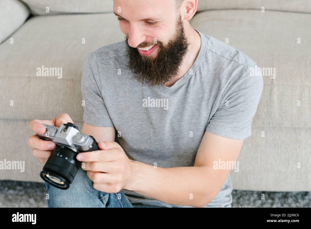 photography hobby inspiration man camera look Stock Photo Alamy