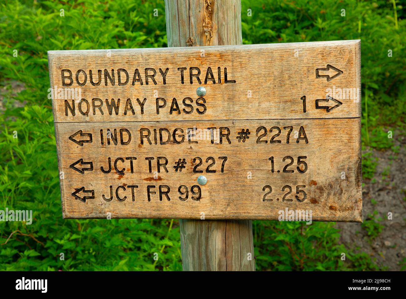 Boundary Trail sign, Mt St Helens National Volcanic Monument, Washington Stock Photo