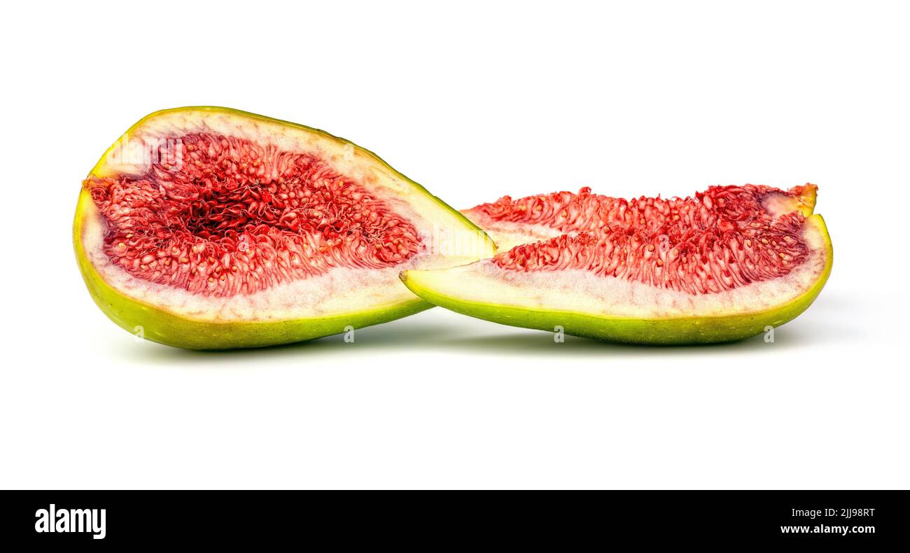 Sliced fresh figs isolated on white background. Stock Photo