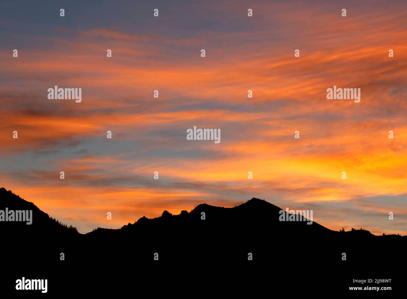 Ridge sunrise from Johnston Ridge, Mt St Helens National Volcanic Monument, Washington Stock Photo