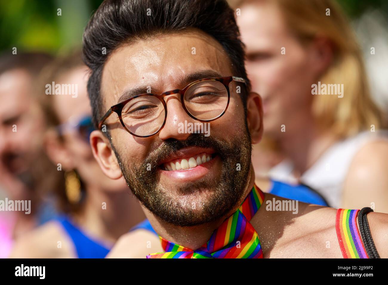 Berlin, Berlin/Germany - 23.07.2022: Cristopher Street Day Parade. CSD is an annual European LGBTQ celebration and demonstration Stock Photo