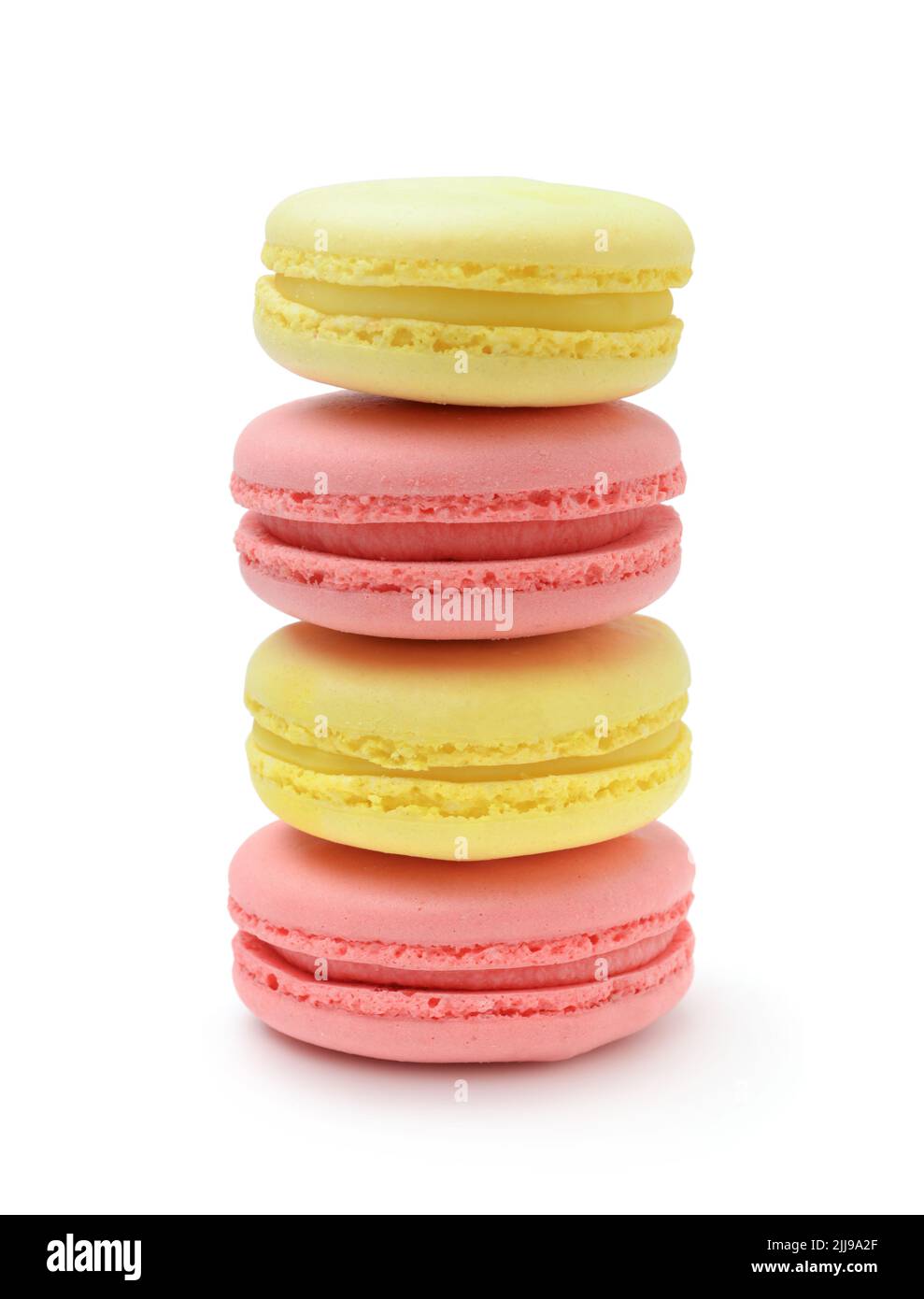 Stack of colorful cakes macaron isolated on white. Stock Photo