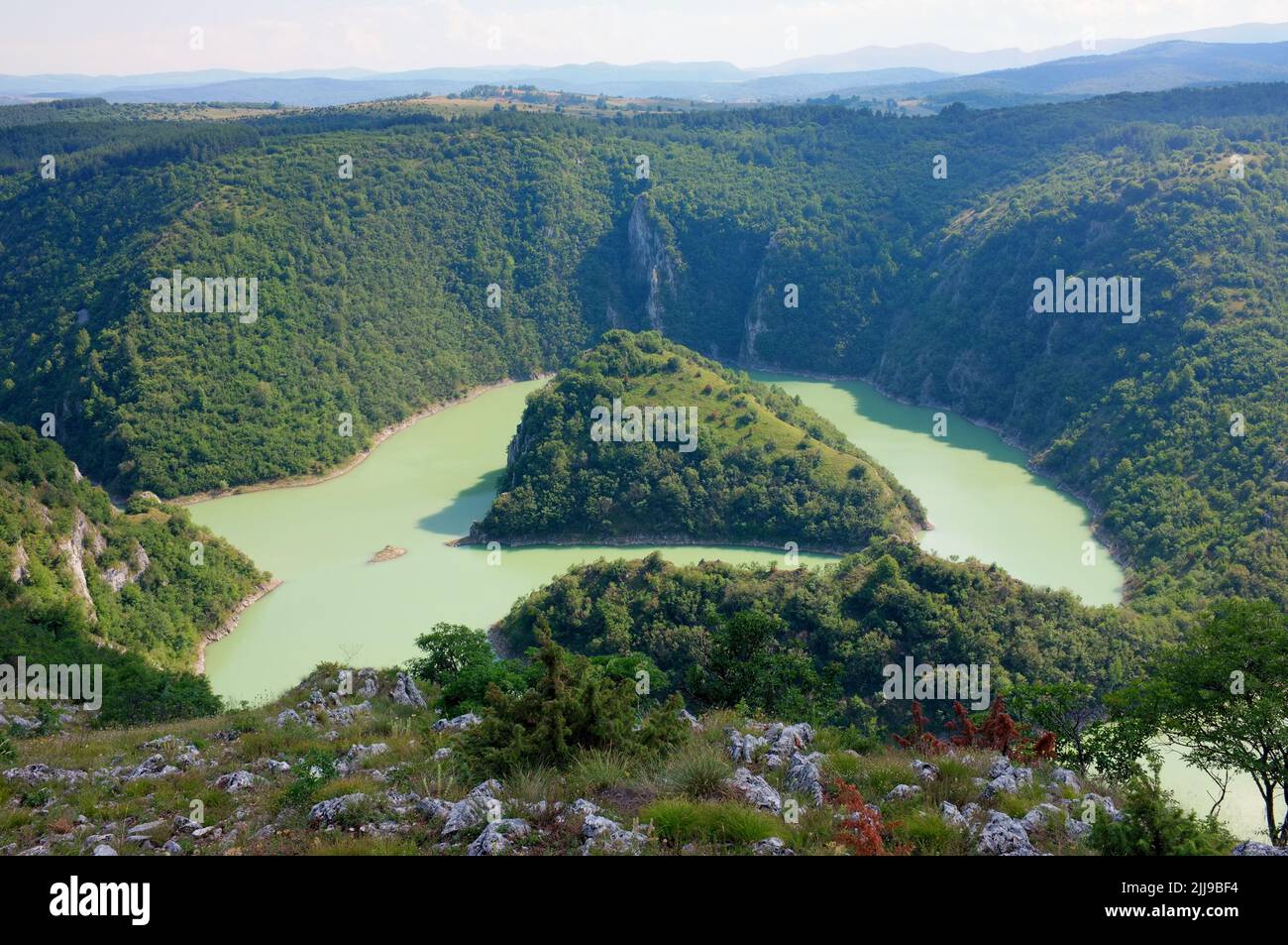 Uvac River Gorge in Serbia Stock Photo