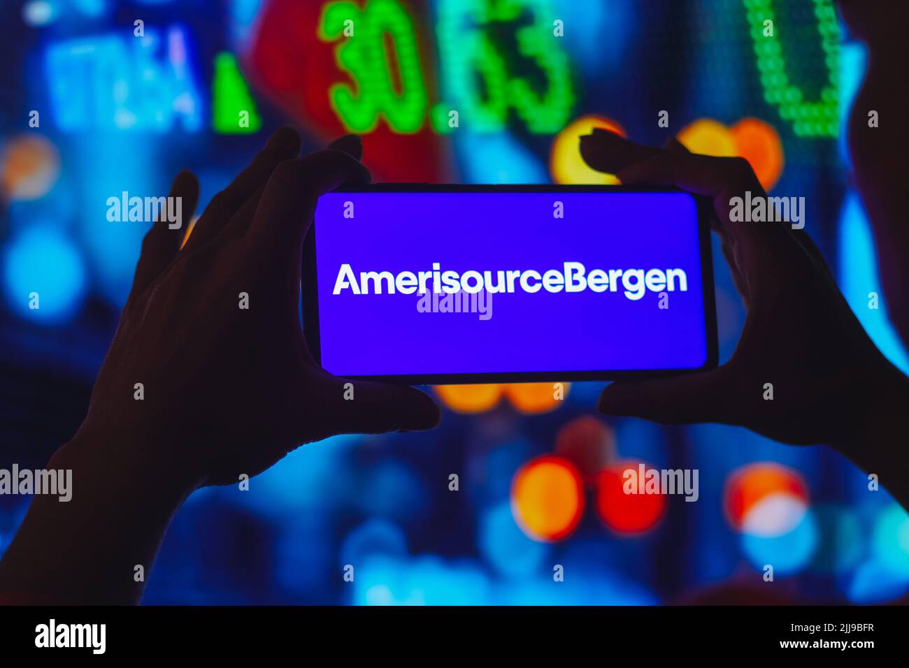 In this photo illustration, the AmerisourceBergen Corporation logo is