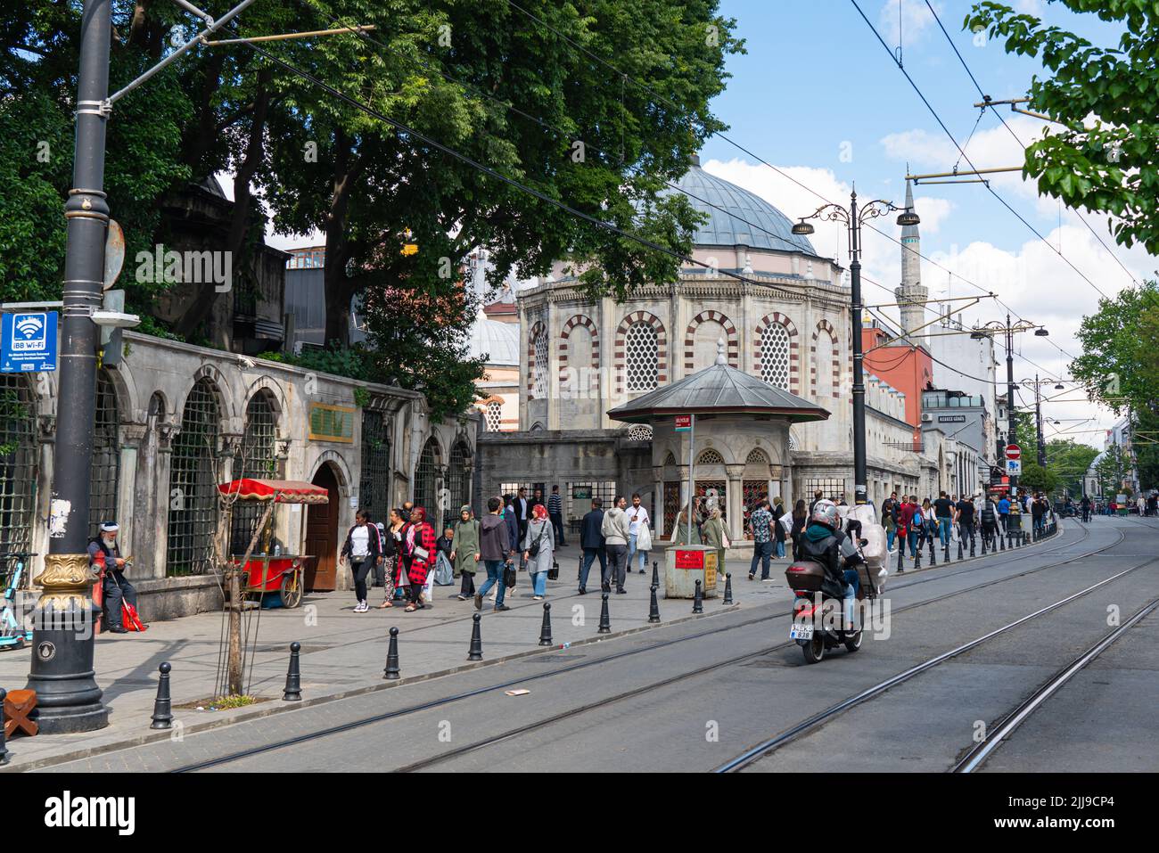 ISTANBUL, TURKEY MAY 19.2022 Street view at Laleli in the Fatih