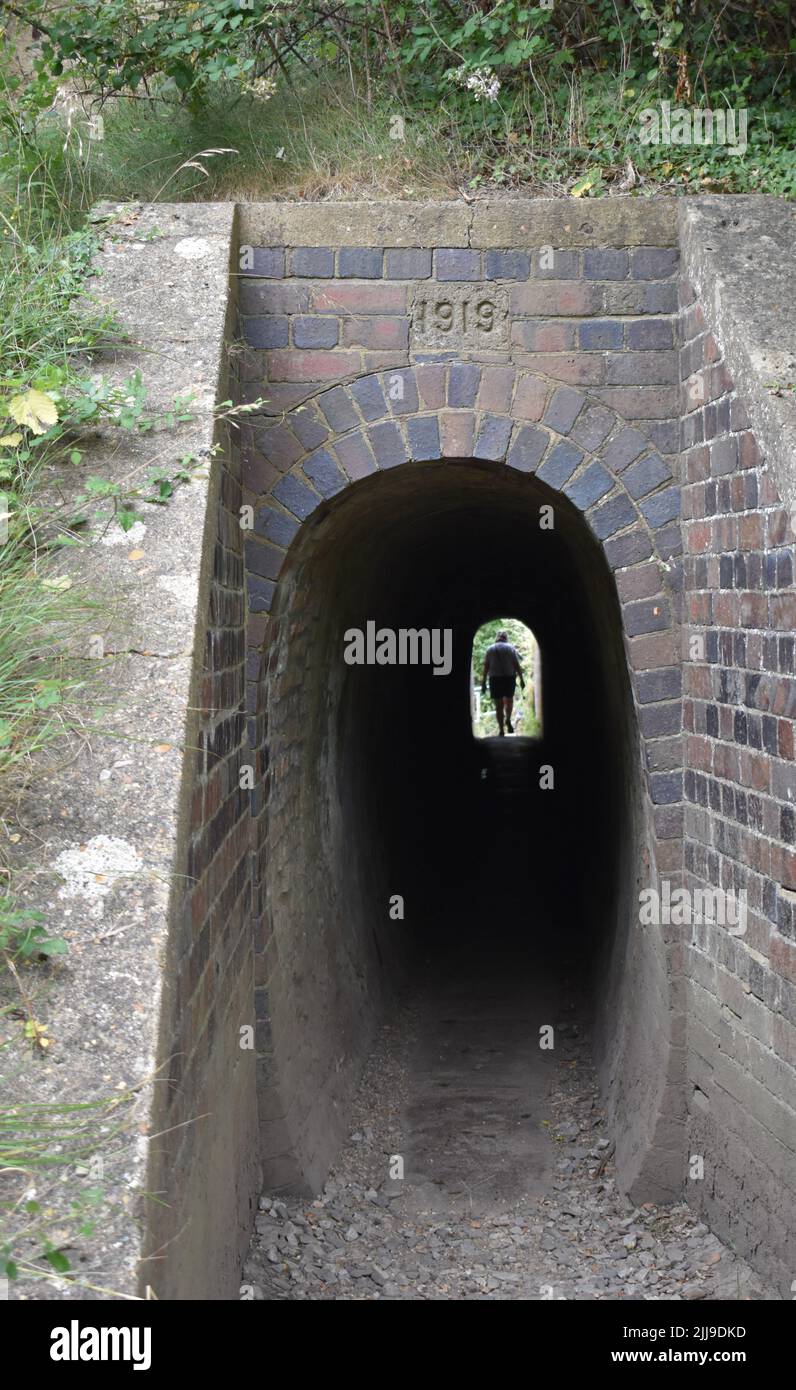 Sheep tunnel under the Grand Union Canal in Milton Keynes, dated 1919. Stock Photo