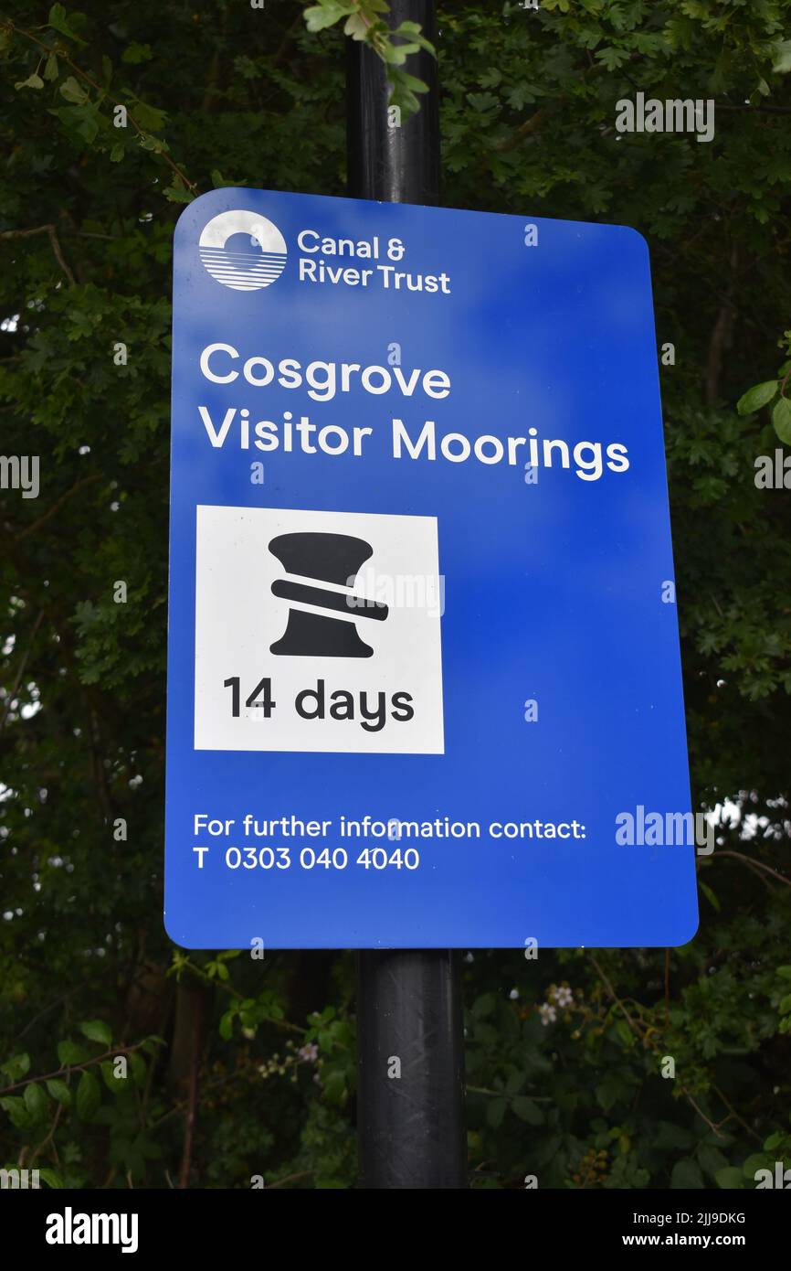 Sign: "Cosgrove Visitor Moorings" Stock Photo