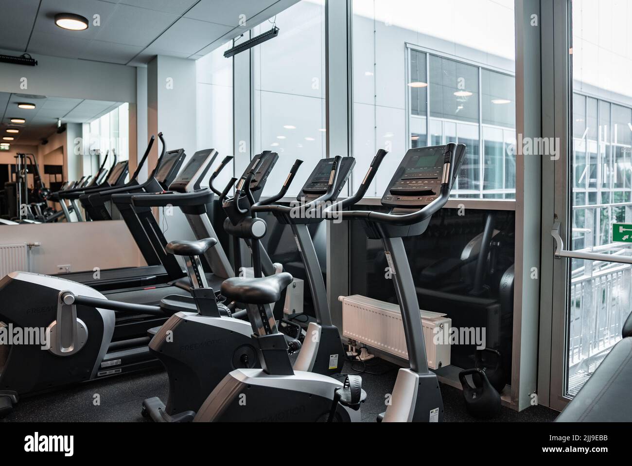 Modern light gym. Sports equipment in gym Stock Photo Alamy
