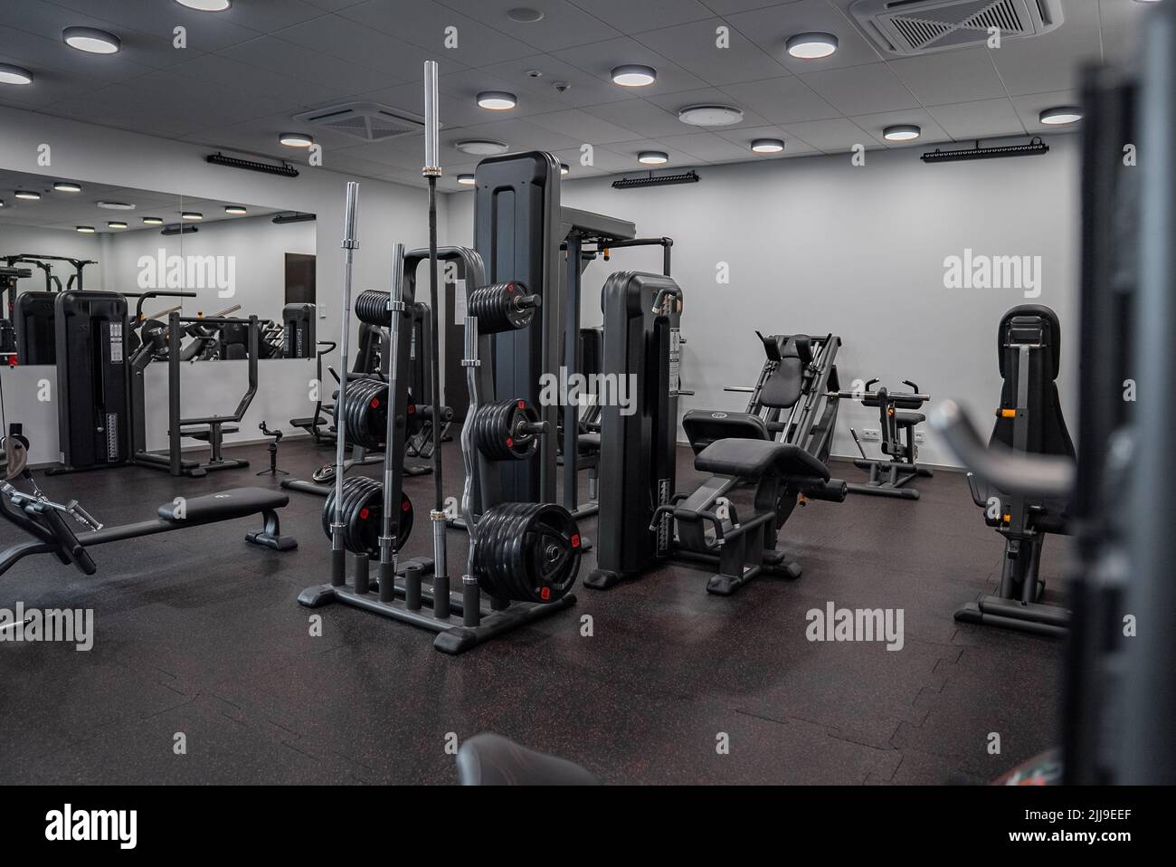 Modern light gym. Sports equipment in gym Stock Photo Alamy