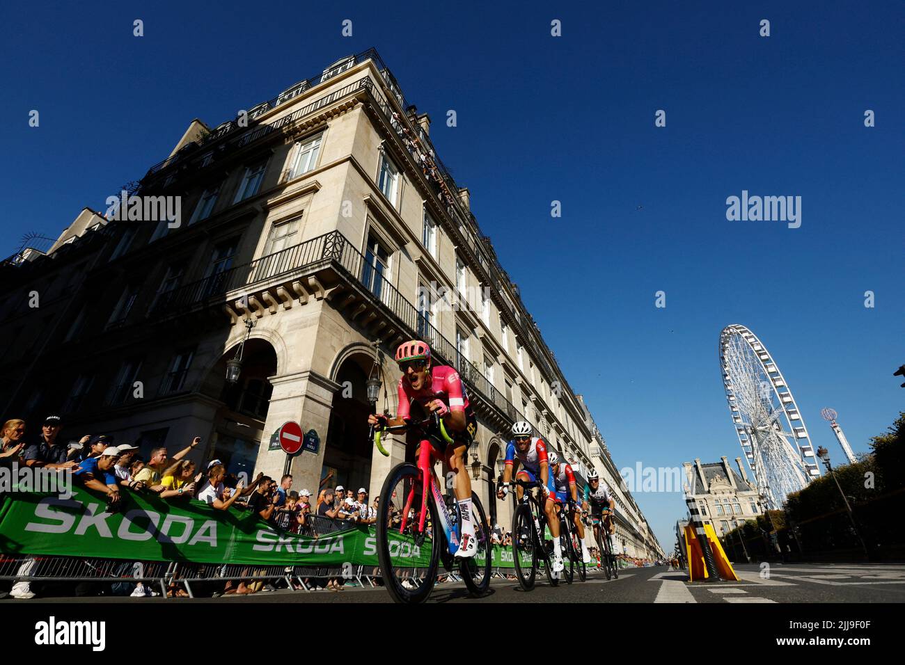 Cycling - Tour de France - Stage 21 - Paris La Defense Arena to Champs-Elysees - France - July 24, 2022 EF Education - Easypost's Jonas Rutsch in action with riders during stage 21 REUTERS/Gonzalo Fuentes Stock Photo