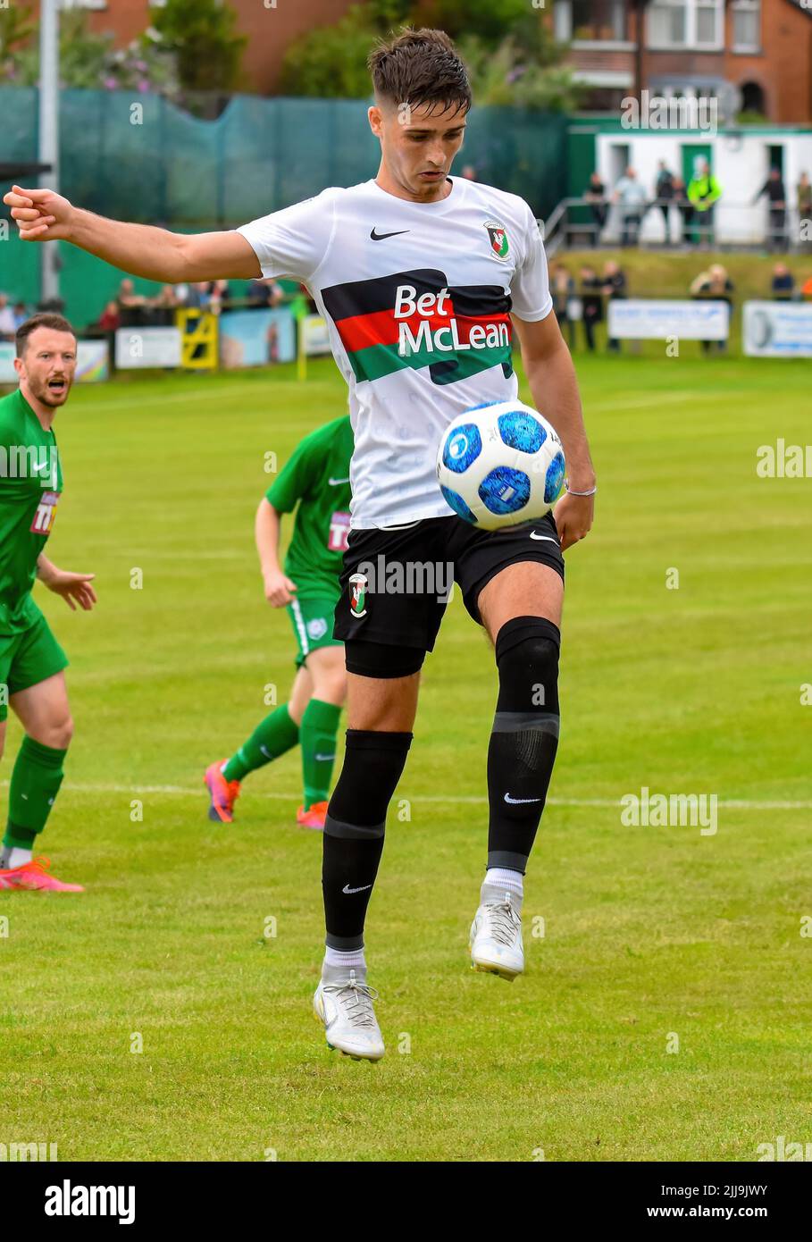 Jay Donnelly in action - Dundela Vs Glentoran (Pre-Season Friendly) Wilgar Park, Belfast, 23/07/22 Stock Photo