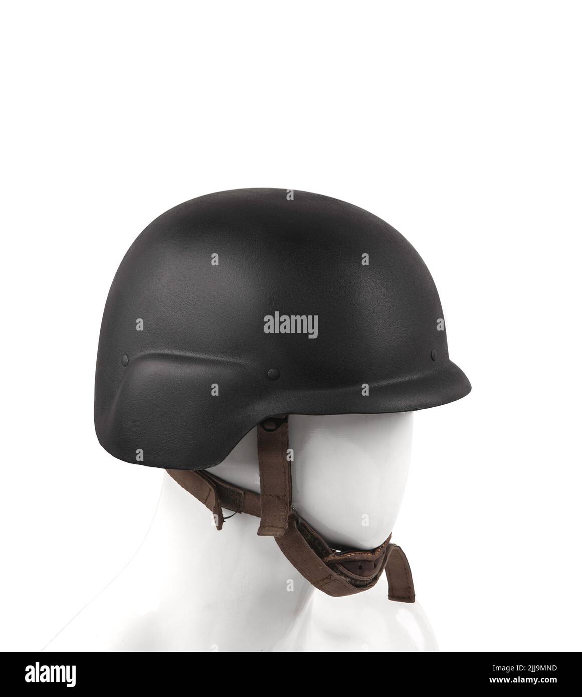 Modern black safety helmet isolate on a white background. Military ...
