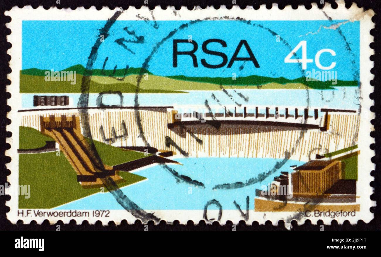 SOUTH AFRICA - CIRCA 1972: a stamp printed in South Africa shows Hendrik Verwoerd dam, circa 1972 Stock Photo