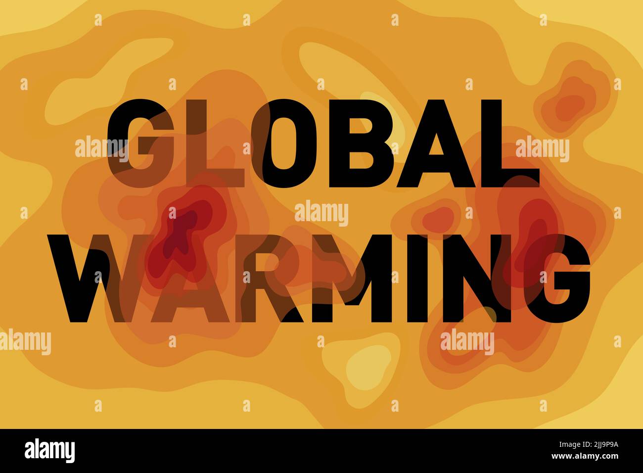 Heatmap - map is showing area and zone of heat and high temperature. Gradual colorful spectrum as diagram. Vector illustration. Stock Photo