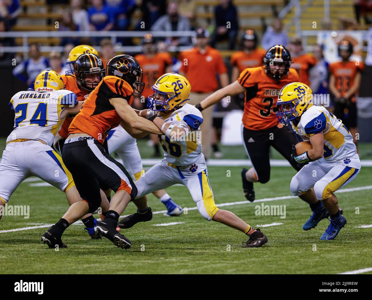 Football action with Carey vs Kendrick High School in Moscow, Idaho