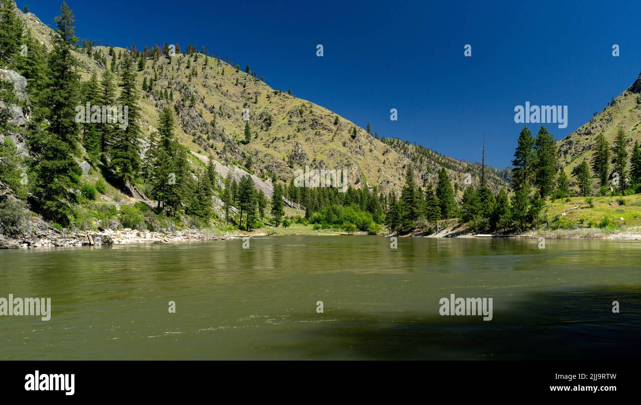 Remote Salmon River and canyon in Idaho Stock Photo