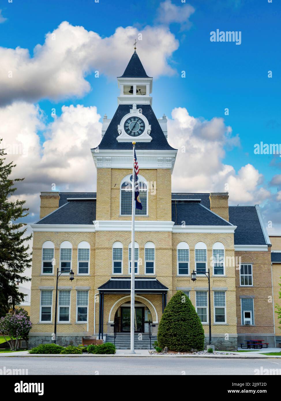 Downtown Dillon Montana courthouse on a cloudy day Stock Photo