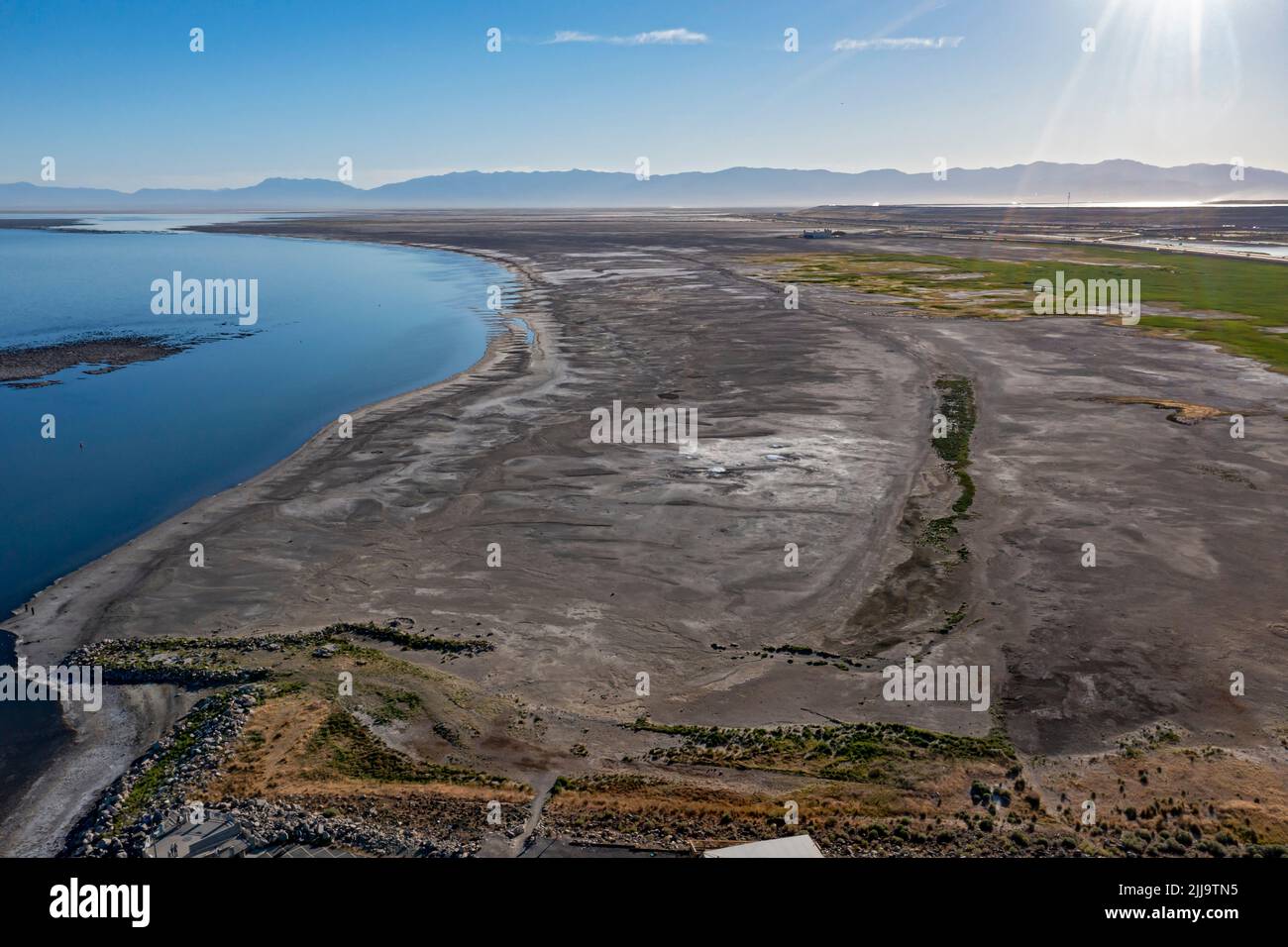 Magna, Utah The shoreline of Great Salt Lake, showing dry land that
