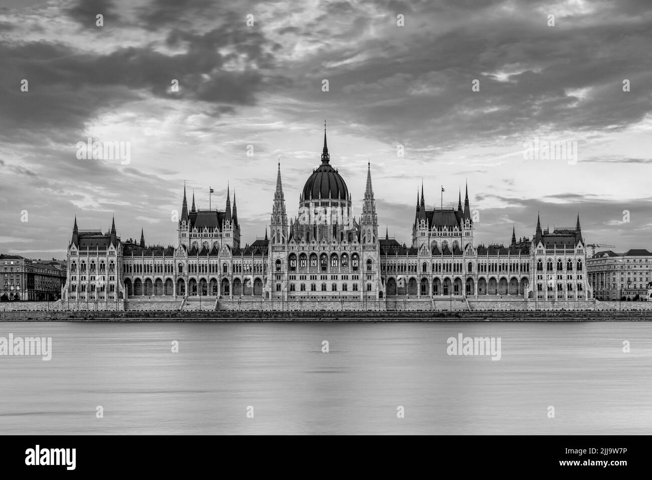 The city of Budapest with the parliament building Stock Photo