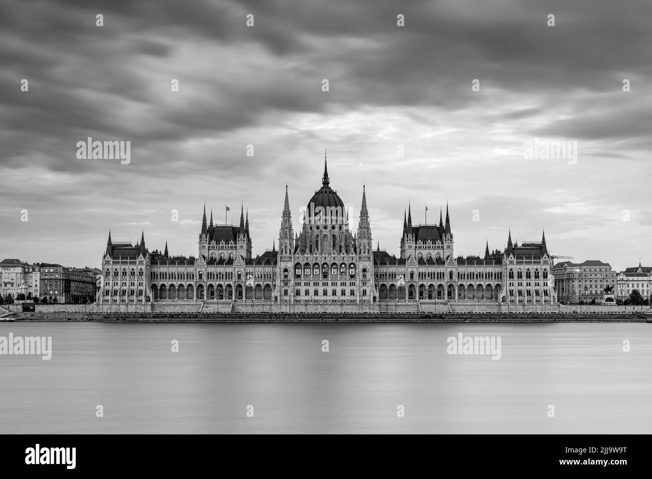 The city of Budapest with the parliament building Stock Photo