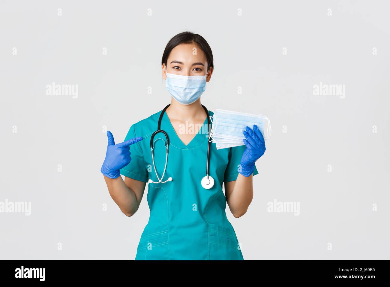 Covid19, coronavirus disease, healthcare workers concept. Smiling