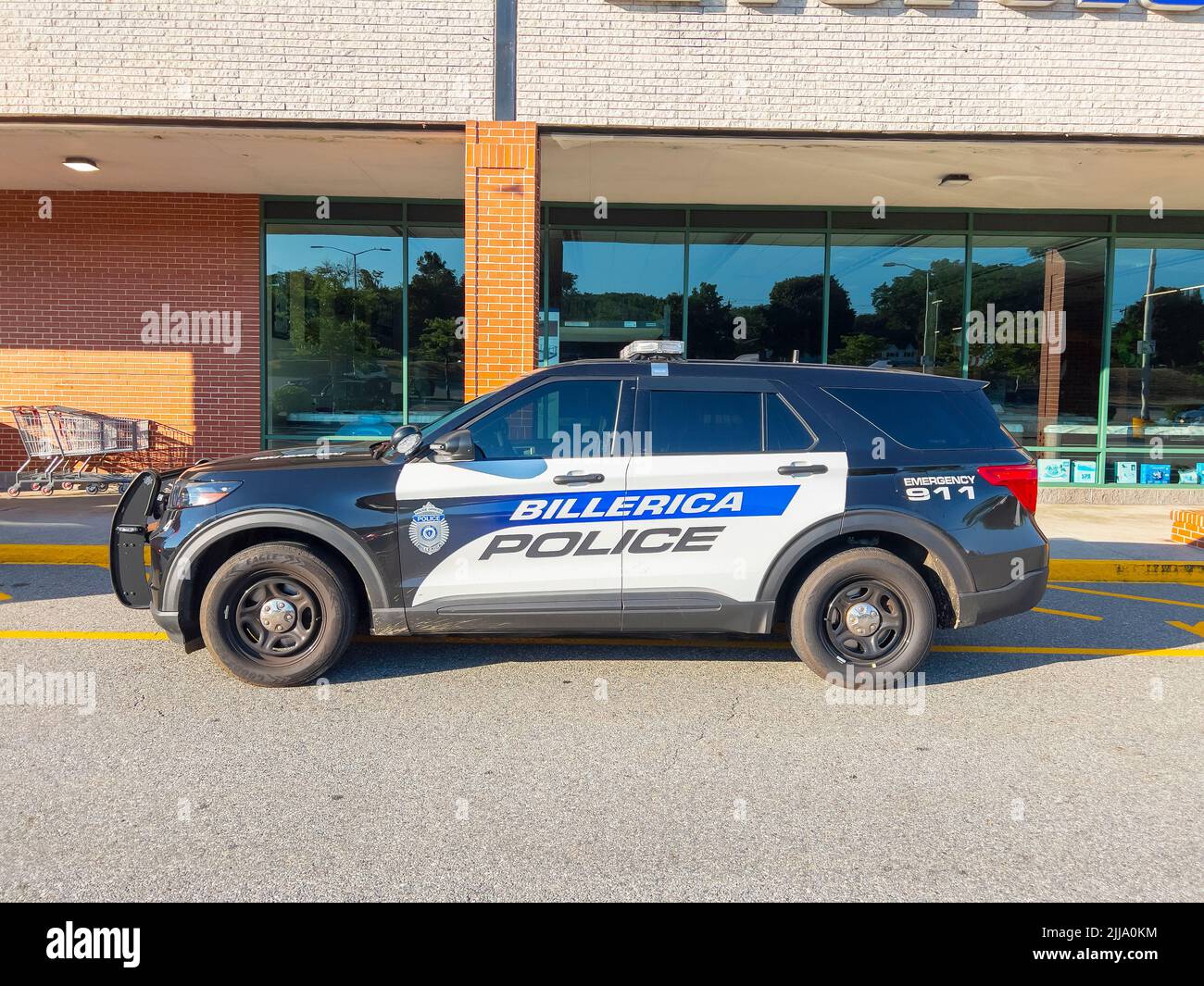Ford Police Utility SUV car in town center of Billerica, Massachusetts