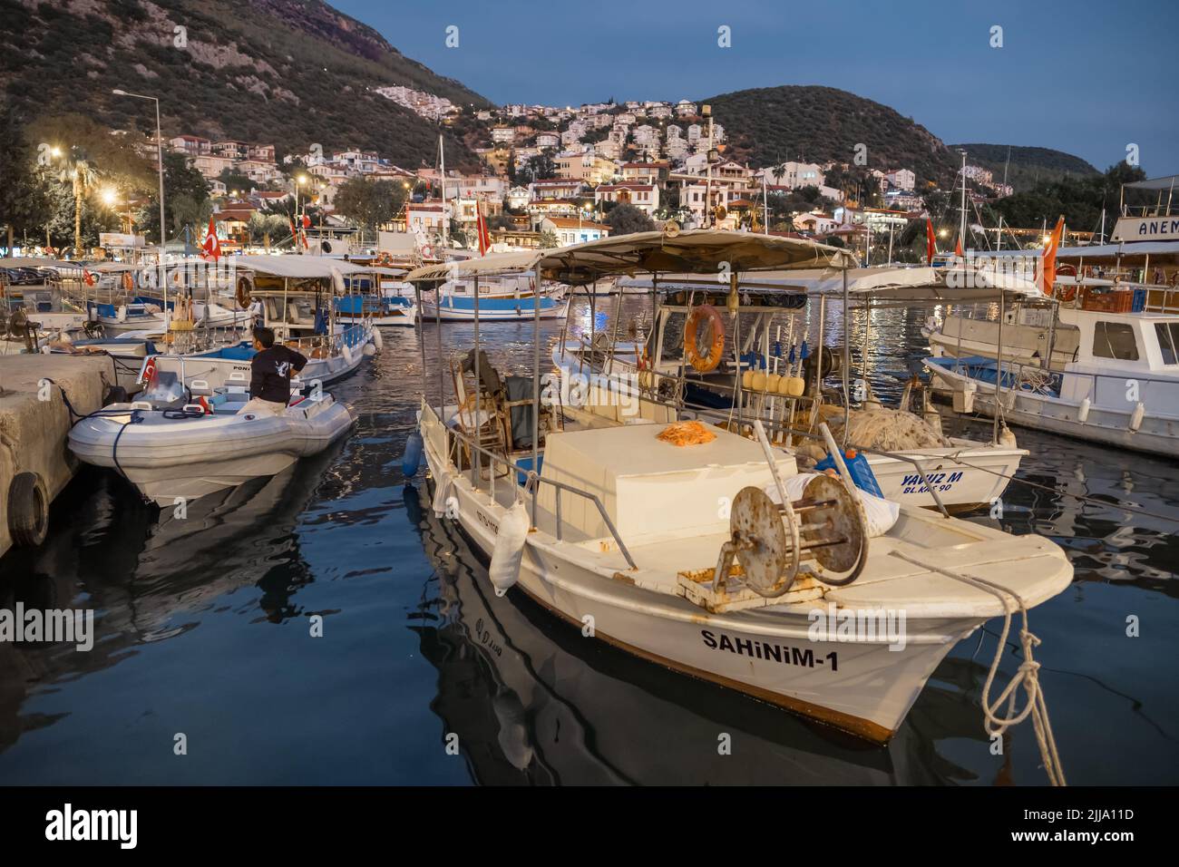 Marina of the Mediterranean Kas town in Turkey Stock Photo