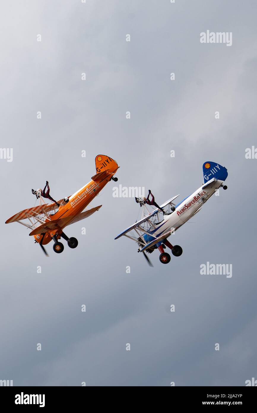 Wing Walkers At Farnborough Air Show 2022 Stock Photo Alamy