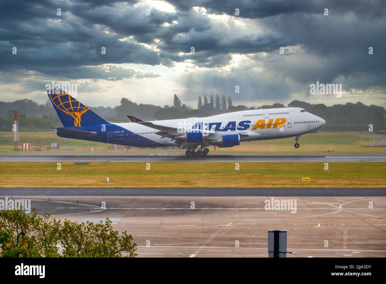 MANCHESTER, UNITED KINGDOM - JULY 24TH 2022: Atlas Air Boeing 747 aircraft on a rare visit to Manchester airport Stock Photo