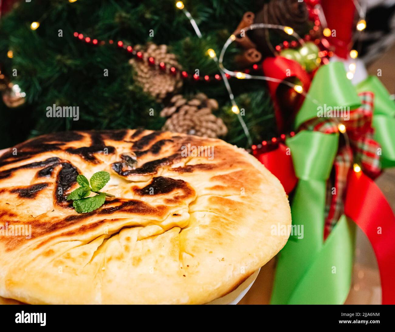 whole cheese pie. not sliced. traditional khachapuri cheese