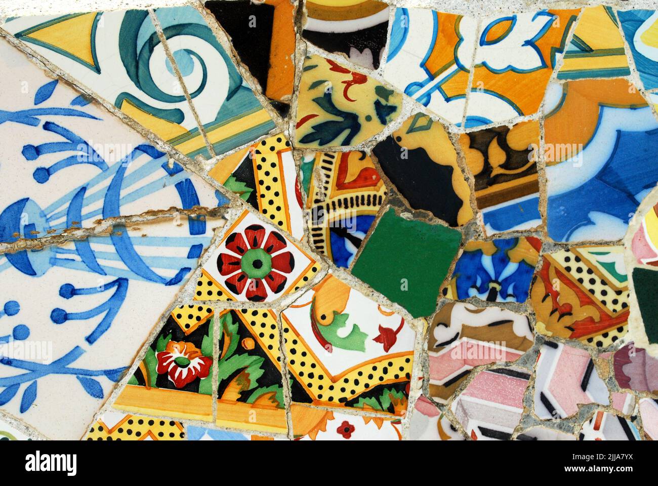 ceramics in the guell park, barcelona, spain Stock Photo Alamy
