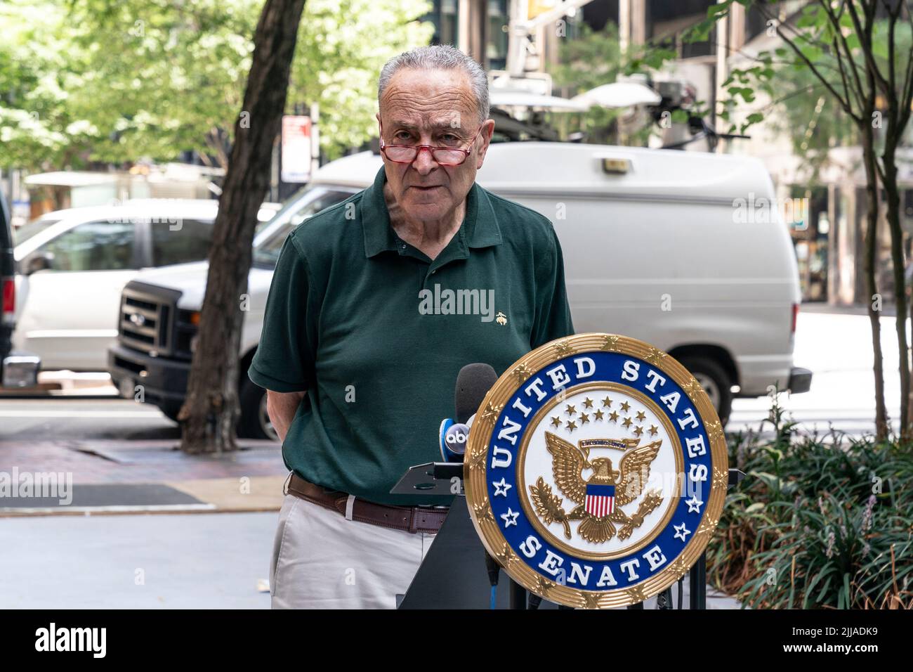 New York, NY July 24, 2022 Senator Charles Schumer demands more