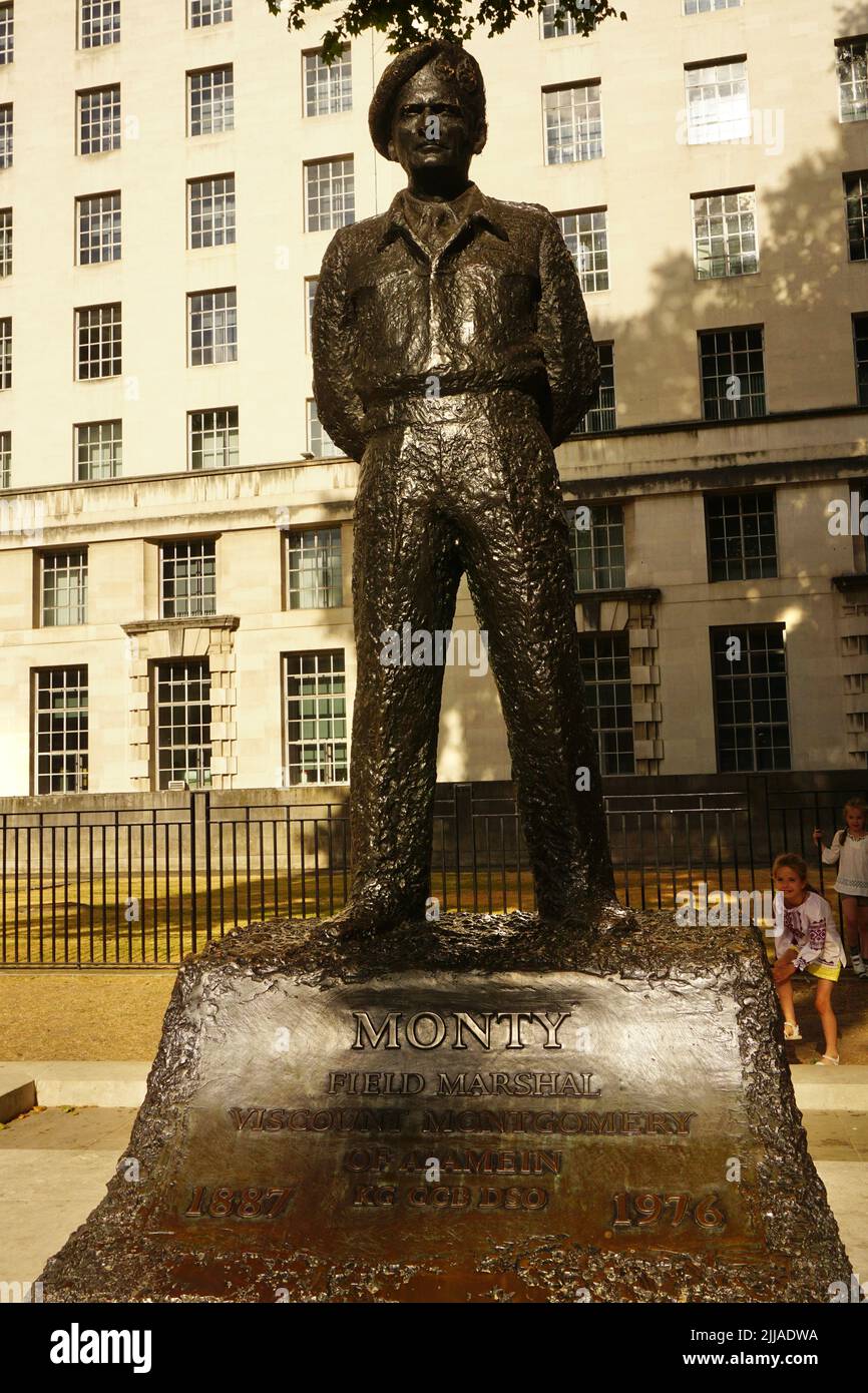 Statue of Monty, field Marshal at Downing Street, London, United Kingdom Stock Photo
