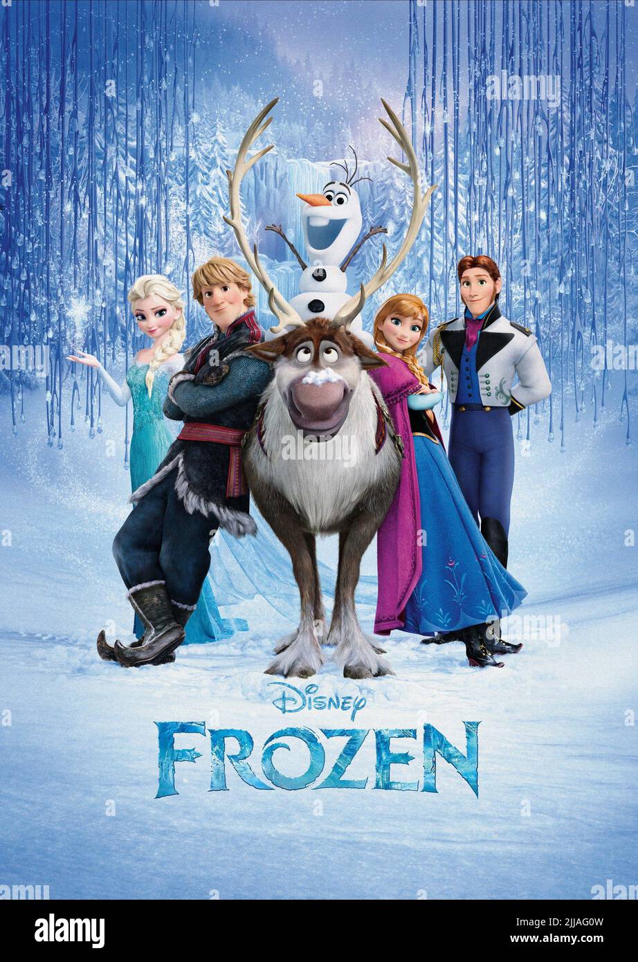 ELSA, KRISTOFF, OLAF, SVEN, ANNA, HANS POSTER, FROZEN, 2013 Stock Photo