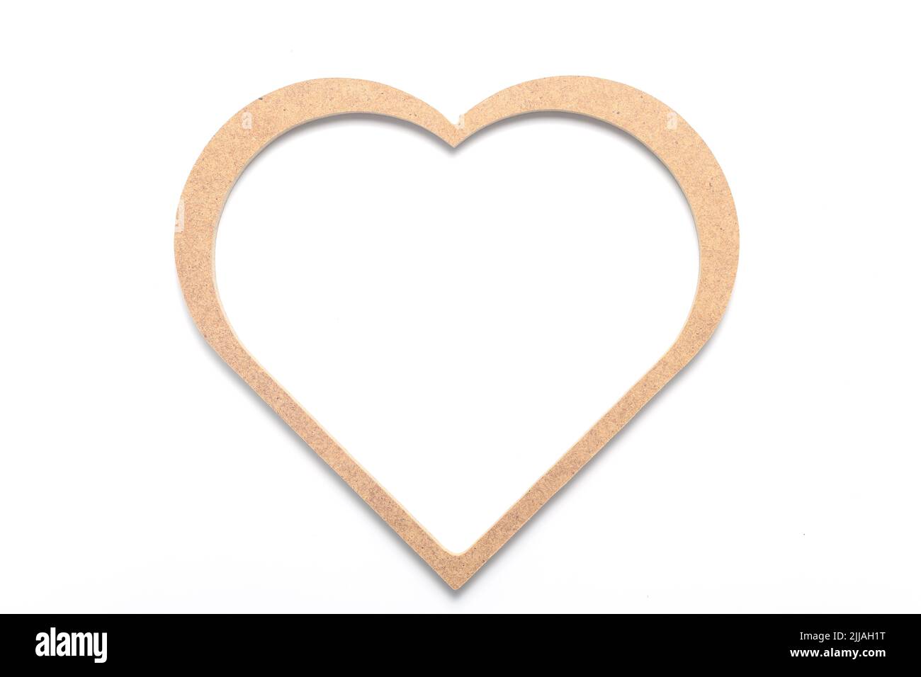 Wooden heart shaped picture frame isolated on white background Stock