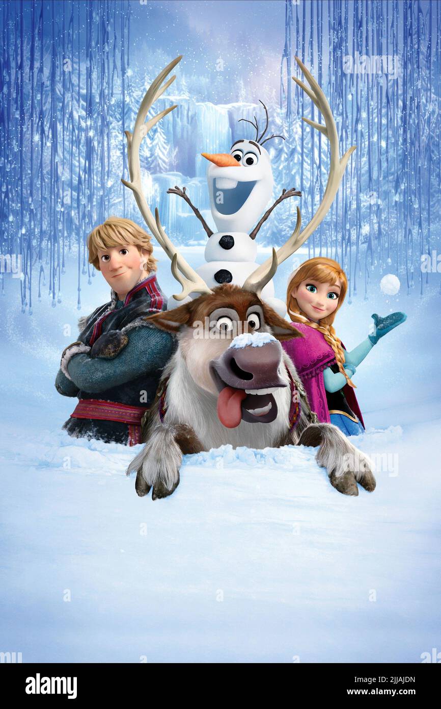 OLAF, ANNA, KRISTOFF, SVEN, FROZEN, 2013 Stock Photo